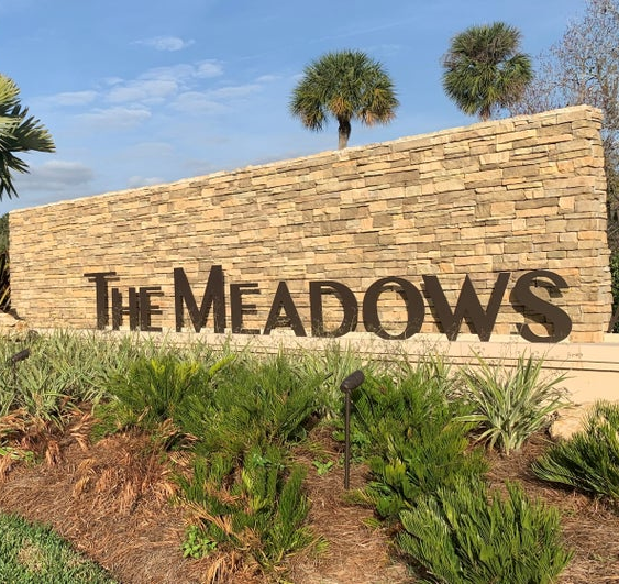 The Meadows Neighborhood Entrance Sign in Sarasota, Florida